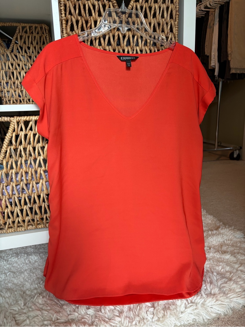 Express Women's V-Neck Short Sleeve Blouse Top